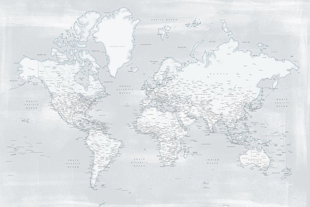 Detailed world map with cities, Maeli cold art print by Rosana Laiz Blursbyai for $57.95 CAD