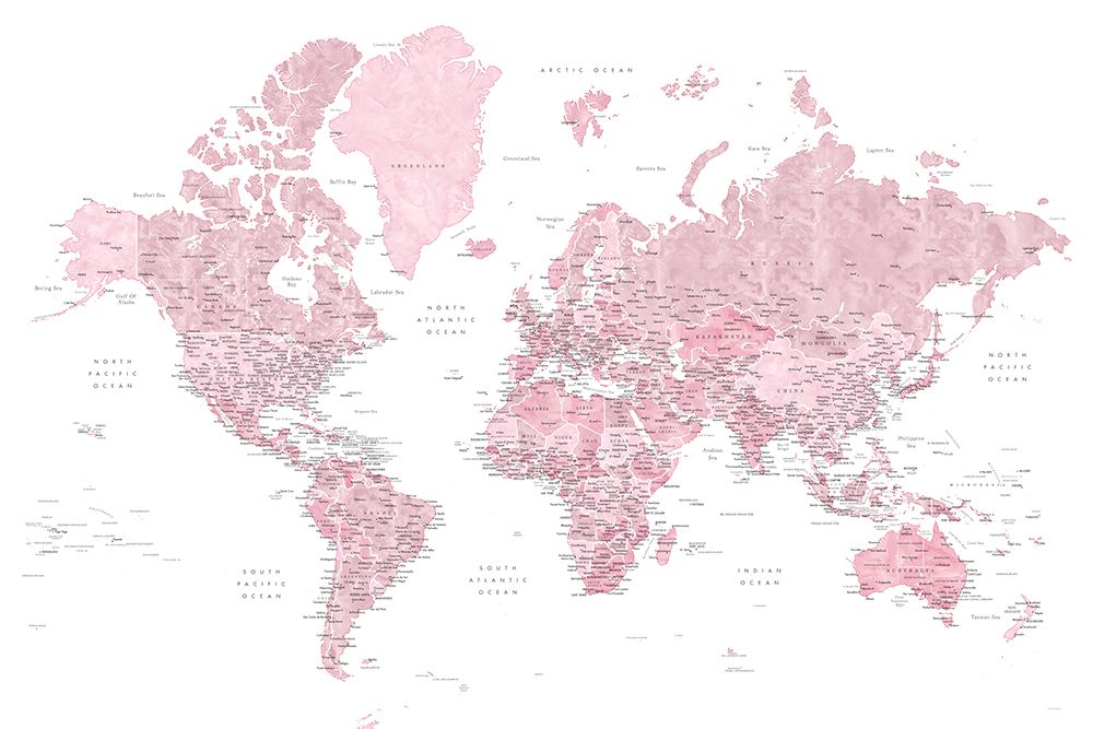 etailed world map with cities, Melit art print by Rosana Laiz Blursbyai for $57.95 CAD