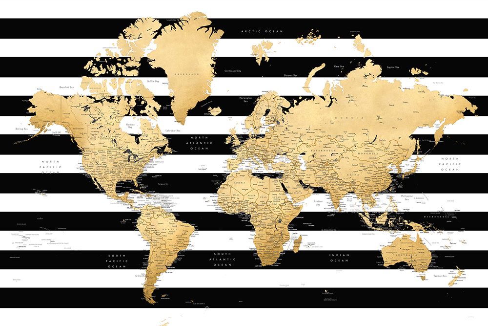 Detailed world map with cities, Harper art print by Rosana Laiz Blursbyai for $57.95 CAD