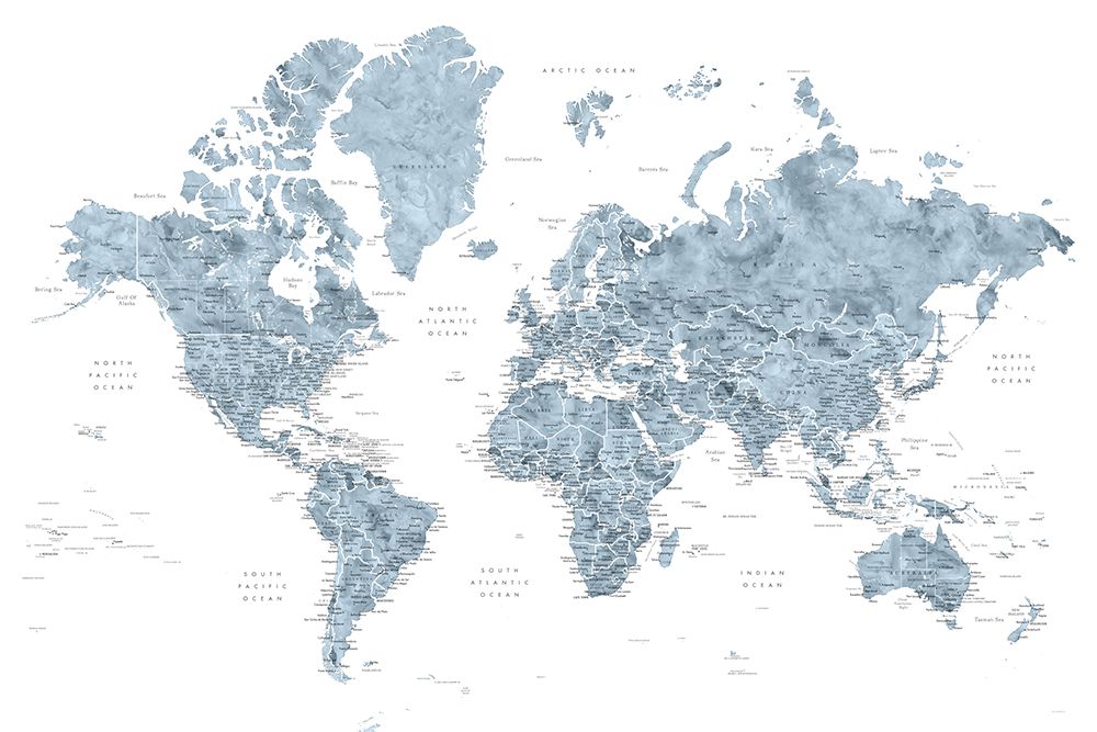 Detailed world map with cities, Ninian art print by Rosana Laiz Blursbyai for $57.95 CAD
