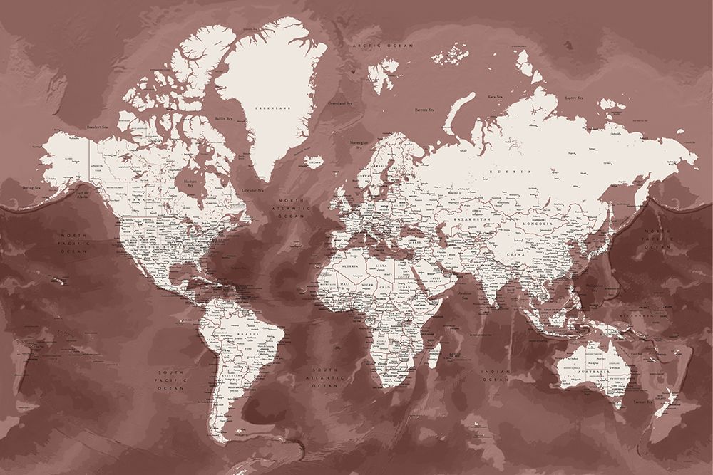 Detailed world map with cities, Hikmat art print by Rosana Laiz Blursbyai for $57.95 CAD