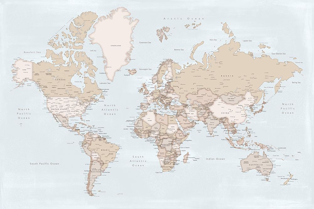 Rustic world map with cities, Renisha art print by Rosana Laiz Blursbyai for $57.95 CAD