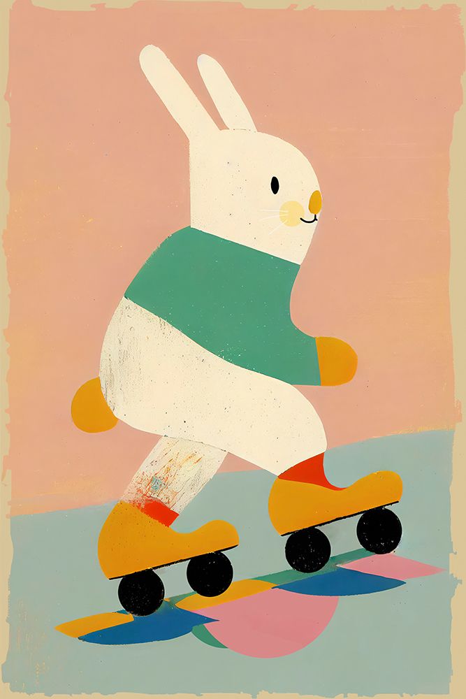 Skating Bunny art print by Treechild for $57.95 CAD