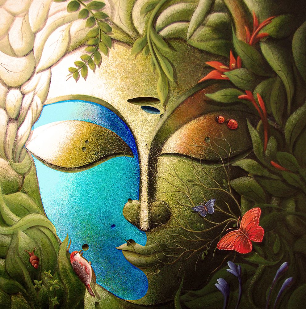 Green God (Buddha) art print by Dhananjoy Mukherjee for $57.95 CAD