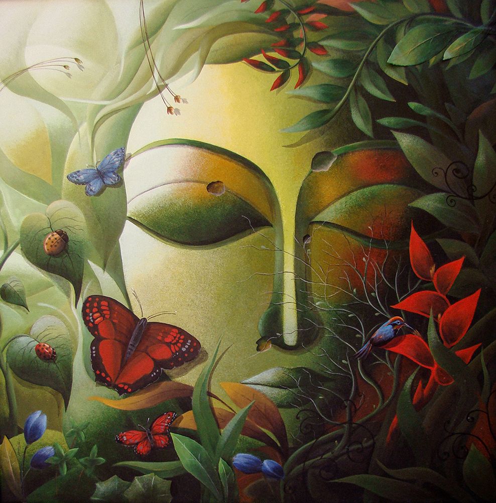 Green God (Buddha) art print by Dhananjoy Mukherjee for $57.95 CAD