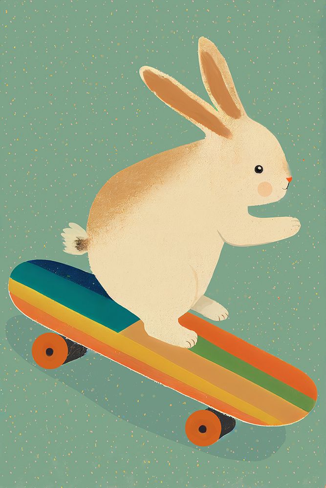 Bunny On Skateboard art print by Treechild for $57.95 CAD