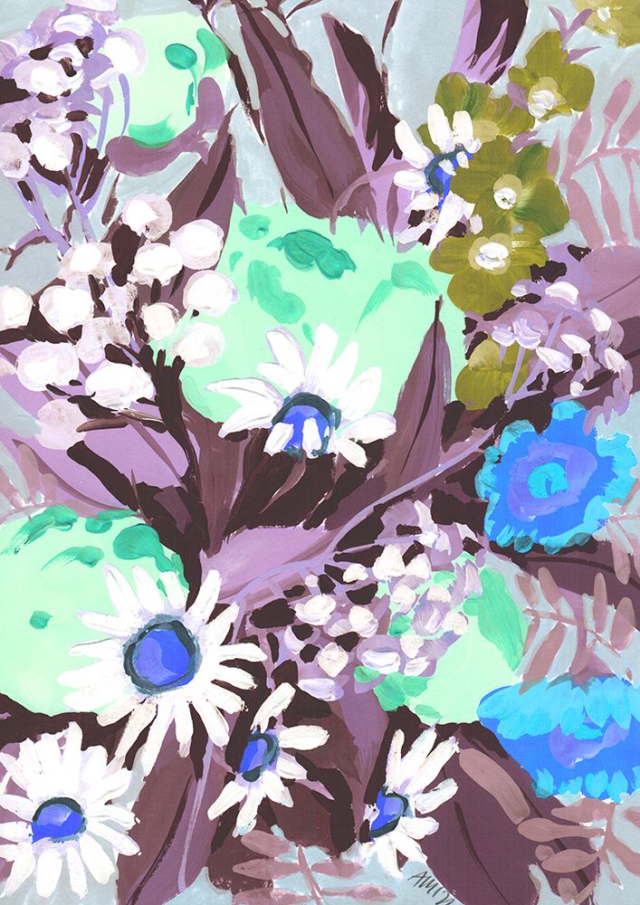 Daisies On Purple Grass art print by Ania Zwara for $57.95 CAD