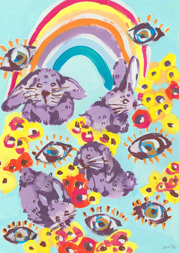 Violet Bunnies Having Fun art print by Ania Zwara for $57.95 CAD