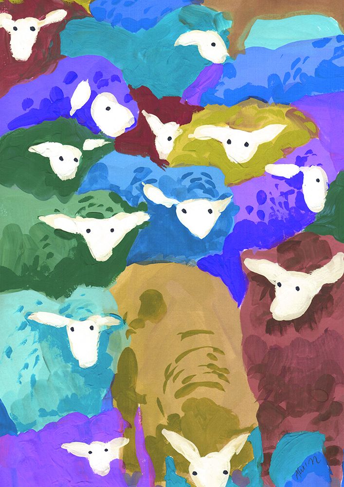Colorful Sheep Cocktail seaside art print by Ania Zwara for $57.95 CAD