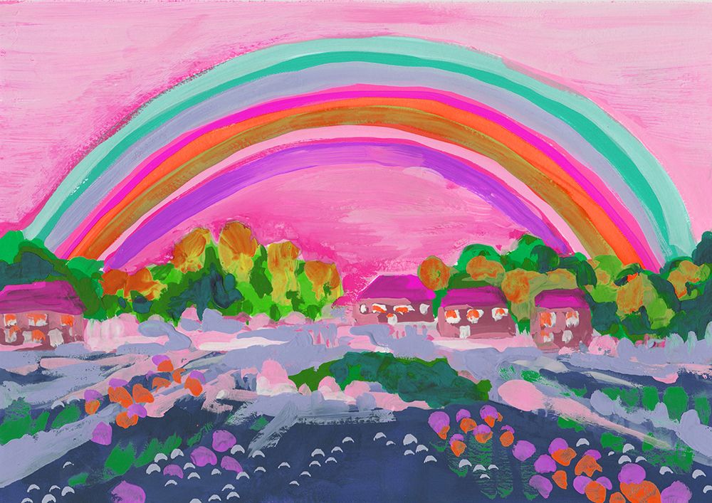 Countryside Rainbow On Pink art print by Ania Zwara for $57.95 CAD