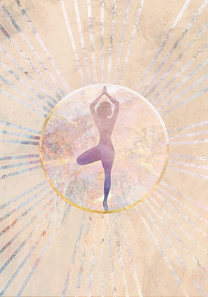 Beige Yoga Sun Rays art print by Sarah Manovski for $57.95 CAD