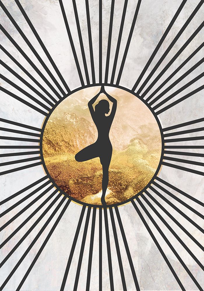 Black gold yoga sun 2 art print by Sarah Manovski for $57.95 CAD