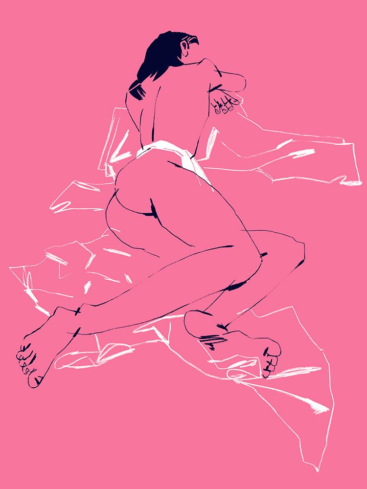 A Girl Sleeping Back View Pink art print by Francesco Gulina for $57.95 CAD