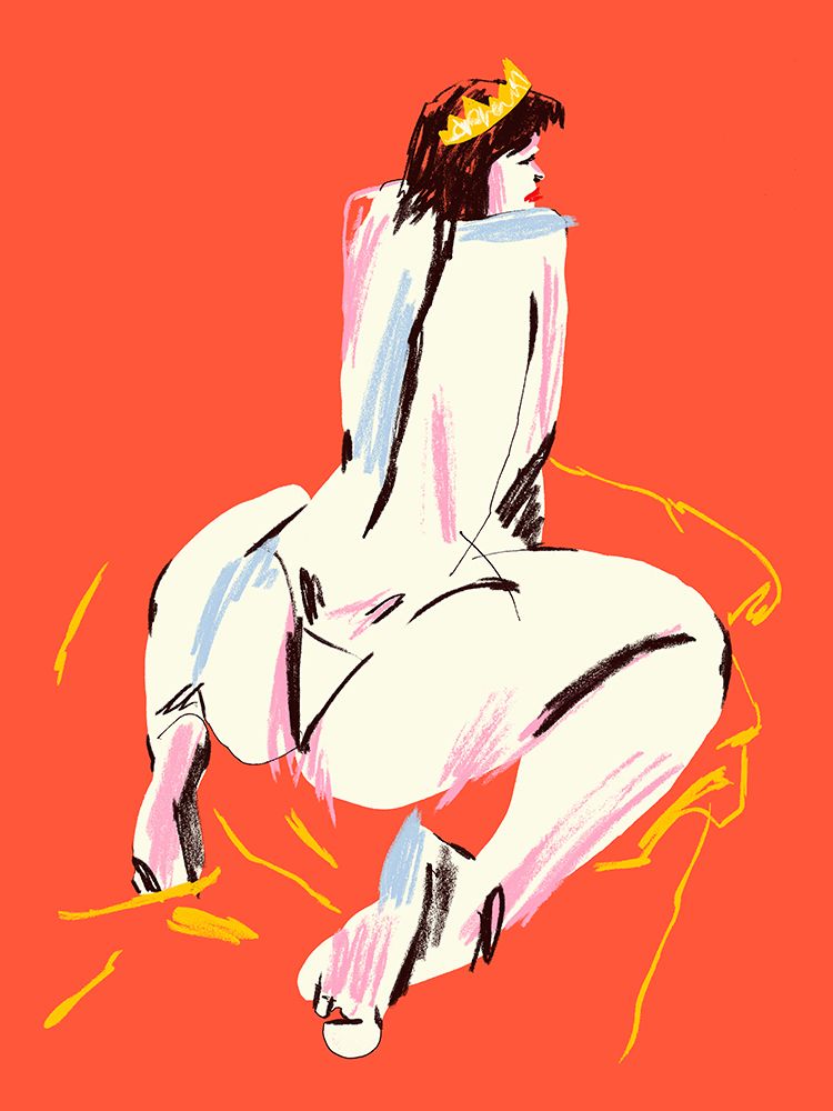 Female Nude Back View Orange art print by Francesco Gulina for $57.95 CAD