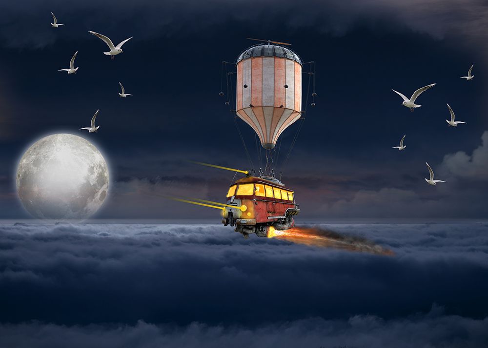 Flying Bus art print by Salome Zhividze for $57.95 CAD