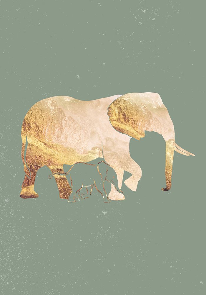 Sage Green Gold Elephants 2 art print by Sarah Manovski for $57.95 CAD