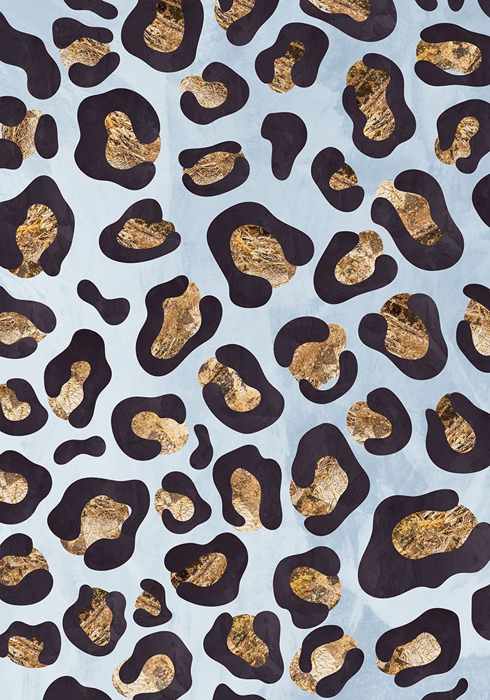 Leopard print blue gold art print by Sarah Manovski for $57.95 CAD