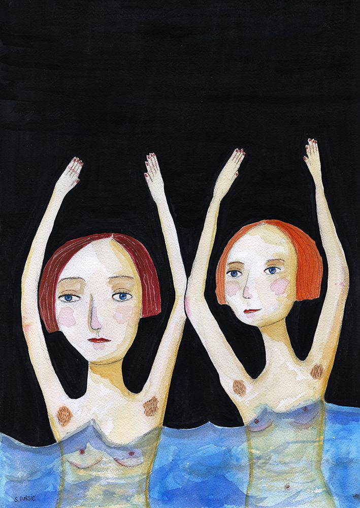 Swimming Girls art print by Sharyn Bursic for $57.95 CAD