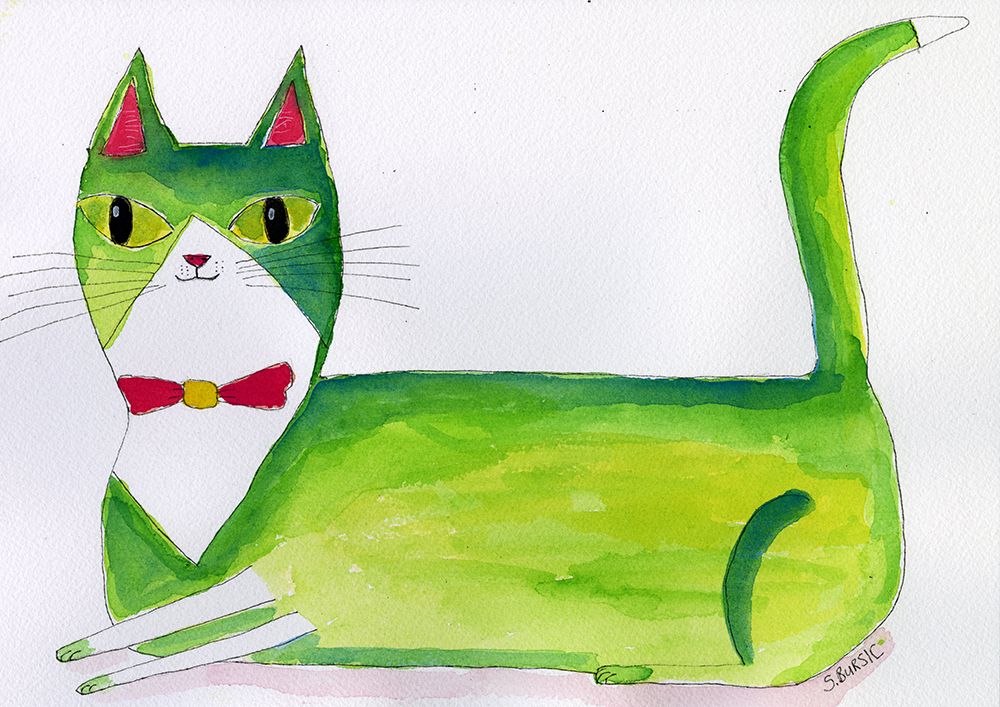 The green cat art print by Sharyn Bursic for $57.95 CAD