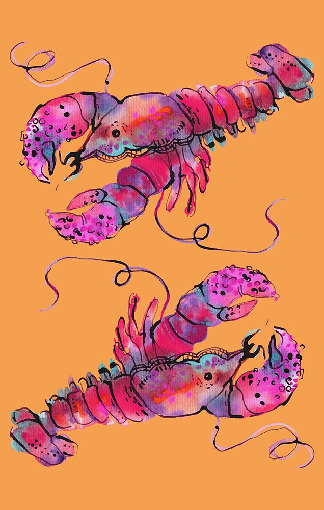 Lobsters On Orange art print by Ania Zwara for $57.95 CAD
