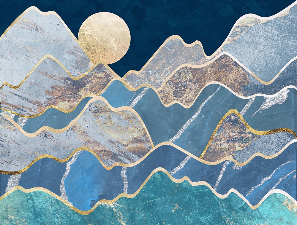 Moonlit mountains landscape art print by Sarah Manovski for $57.95 CAD