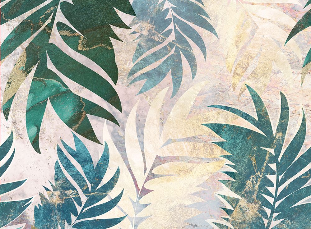 Marble gold green leaves mural art print by Sarah Manovski for $57.95 CAD