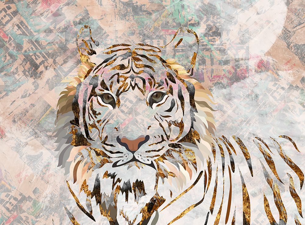 Tiger grungy gold mural art print by Sarah Manovski for $57.95 CAD
