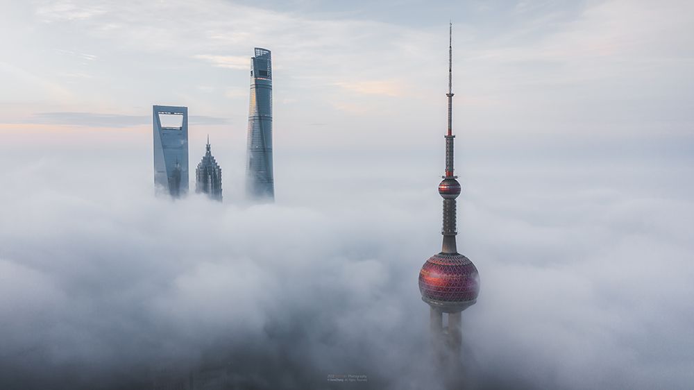 Shanghai In Clouds art print by Steve Zhang for $57.95 CAD