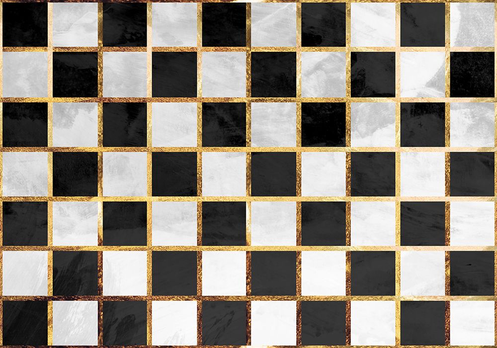 Checkerboard black gold white concrete art print by Sarah Manovski for $57.95 CAD