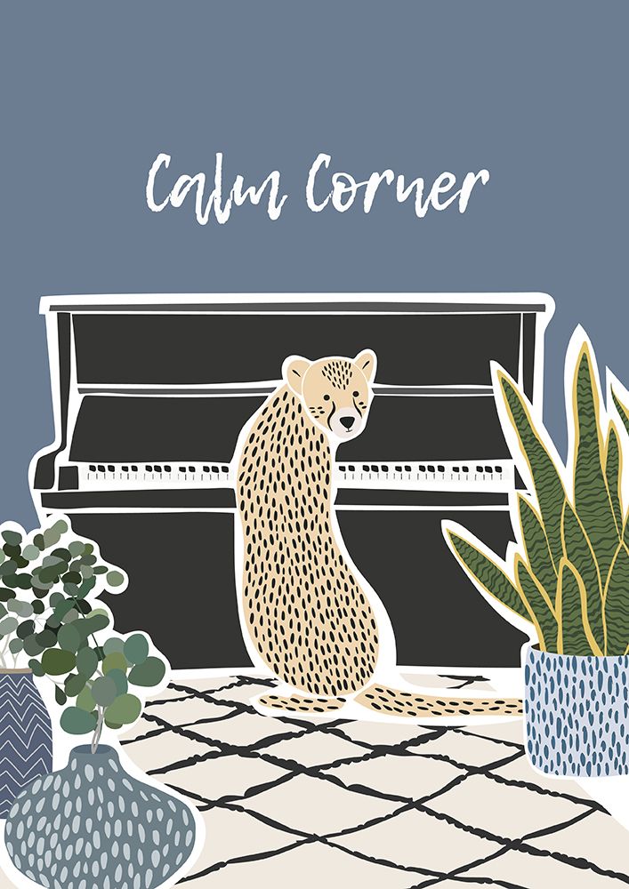 Calming Corner Kids Cheetah Piano Print art print by Sarah Manovski for $57.95 CAD