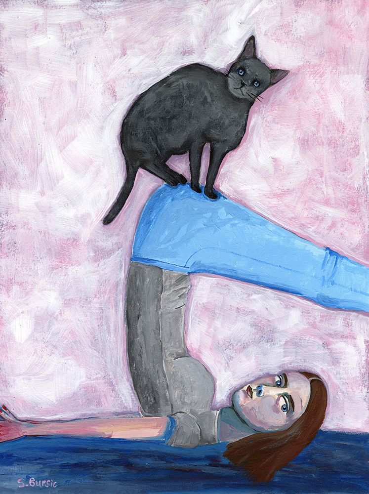 Yoga with my Cat art print by Sharyn Bursic for $57.95 CAD