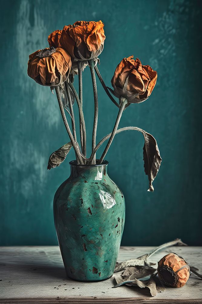 Dry Flowers In Turquoise Vase art print by Treechild for $57.95 CAD