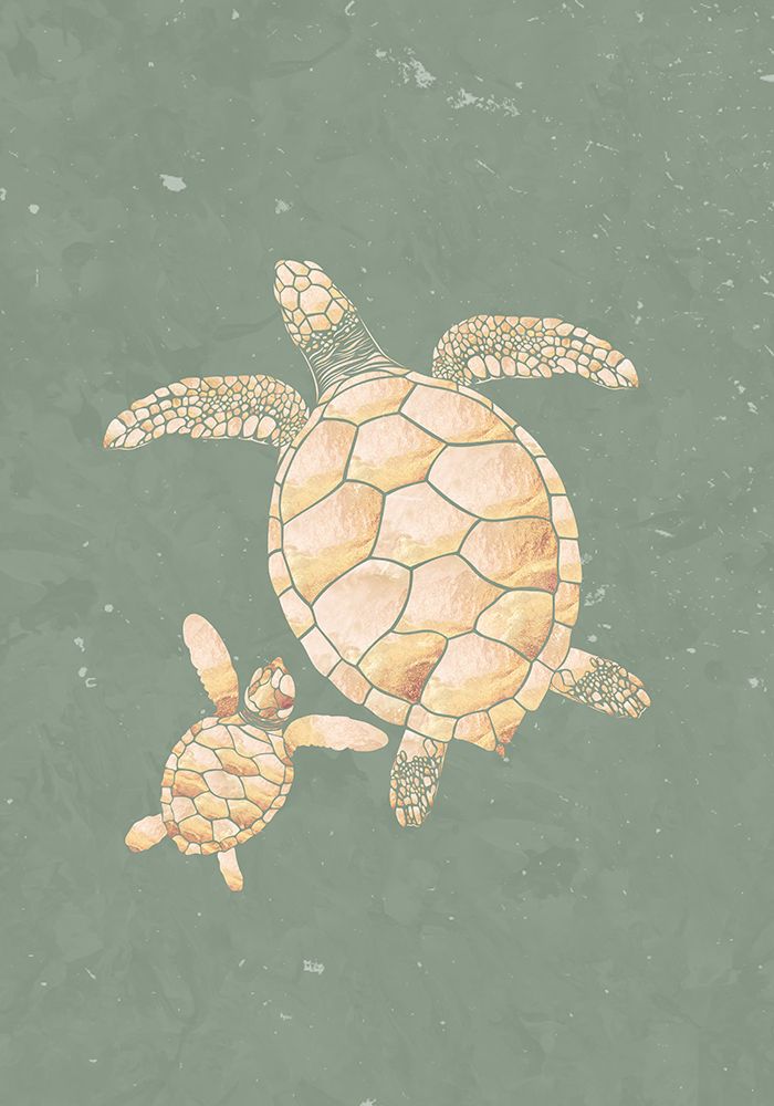 Gold Sage Green Turtles art print by Sarah Manovski for $57.95 CAD