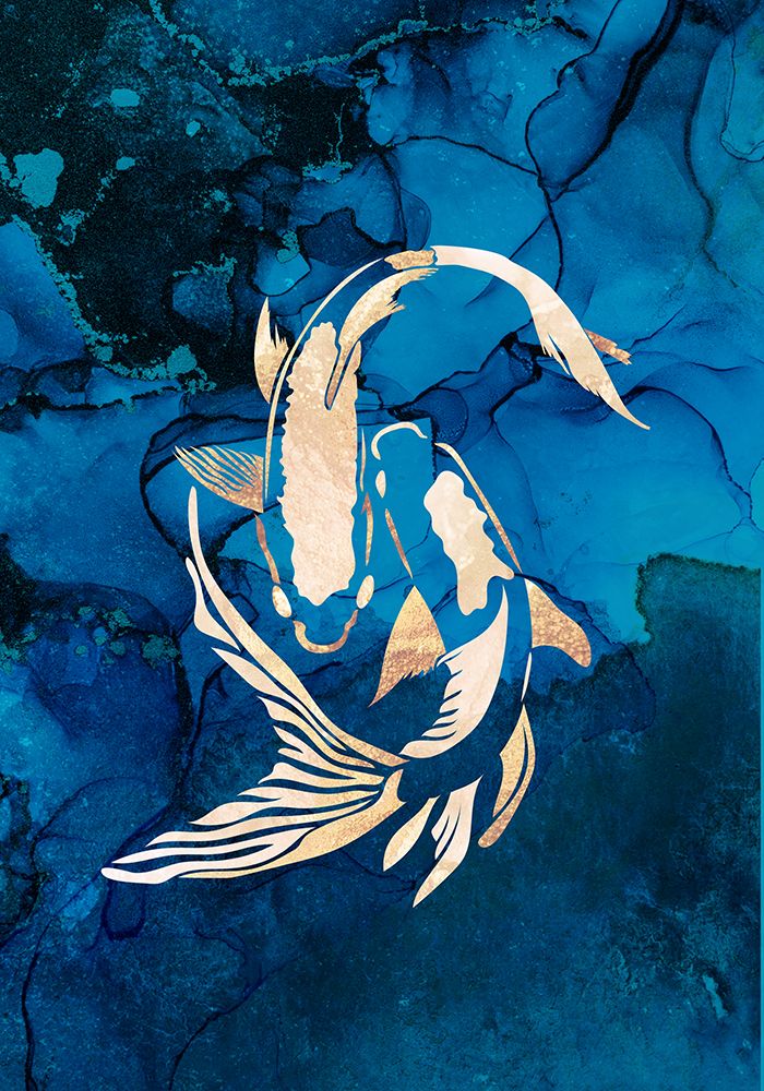 Gold koi fish swimming art print by Sarah Manovski for $57.95 CAD