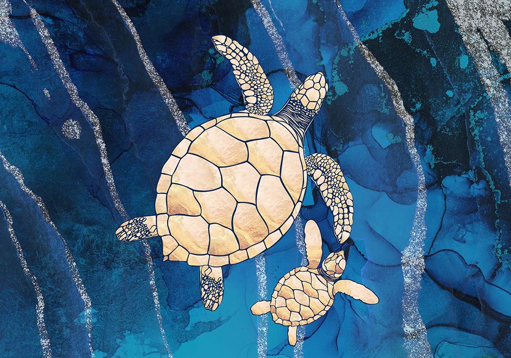 Landscape gold turtles ripples art print by Sarah Manovski for $57.95 CAD