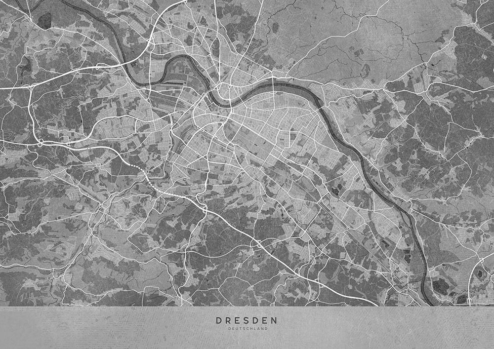 Gray vintage map of Dresden Germany art print by Rosana Laiz Blursbyai for $57.95 CAD