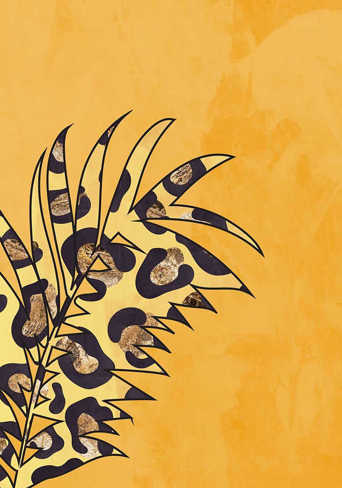 Yellow leopard print palm leaf art print by Sarah Manovski for $57.95 CAD