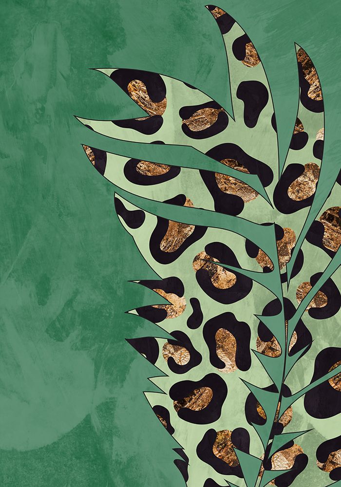 Green leopard print palm leaf art print by Sarah Manovski for $57.95 CAD