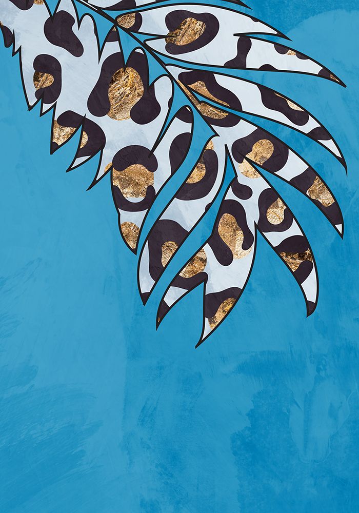 Blue leopard print animal leaf art print by Sarah Manovski for $57.95 CAD