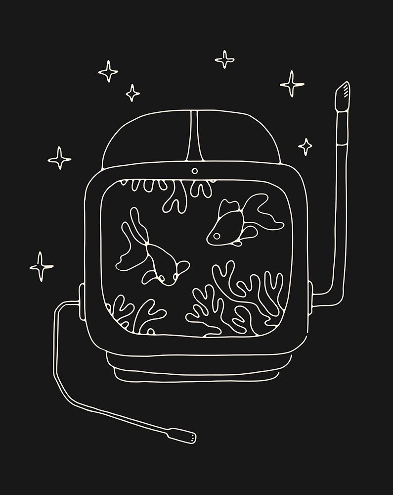 Astronaut and Fishes art print by Florent Bodart for $57.95 CAD