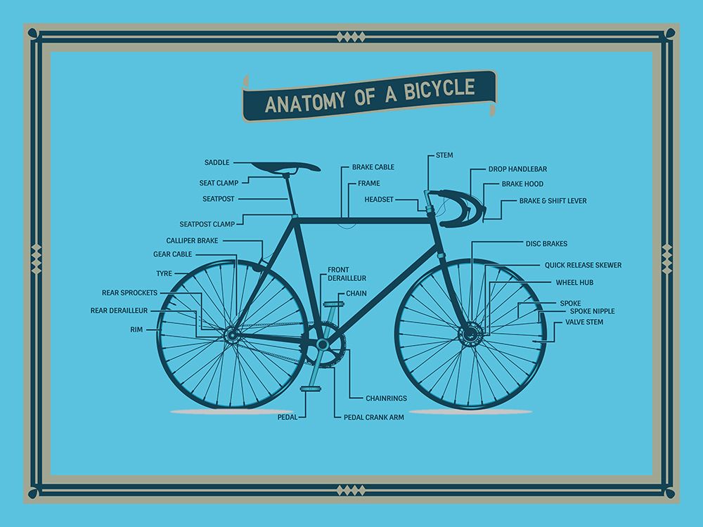 Anatomy of a Bicycle Standard Wall Art art print by Jon Downer for $57.95 CAD