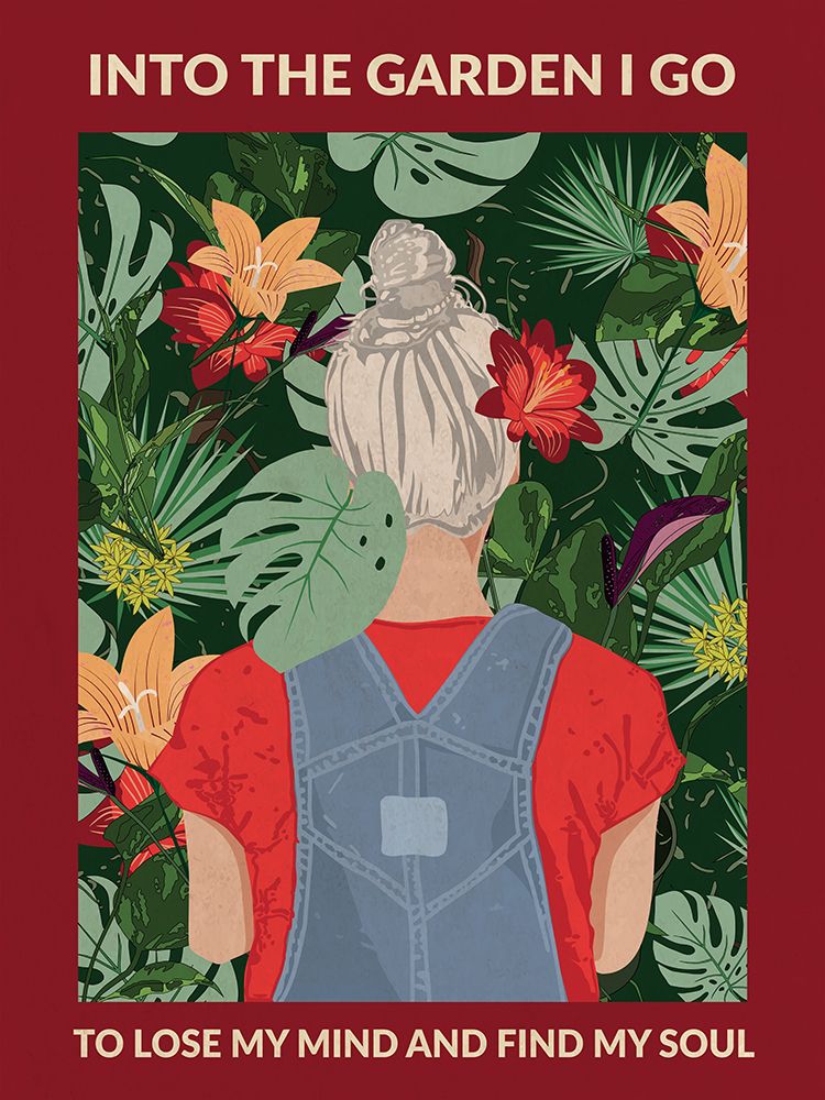 Into the Garden (grey a Burgundy) art print by Jon Downer for $57.95 CAD
