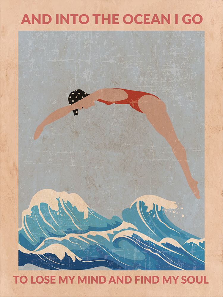 Into the Ocean I Go (red) art print by Jon Downer for $57.95 CAD