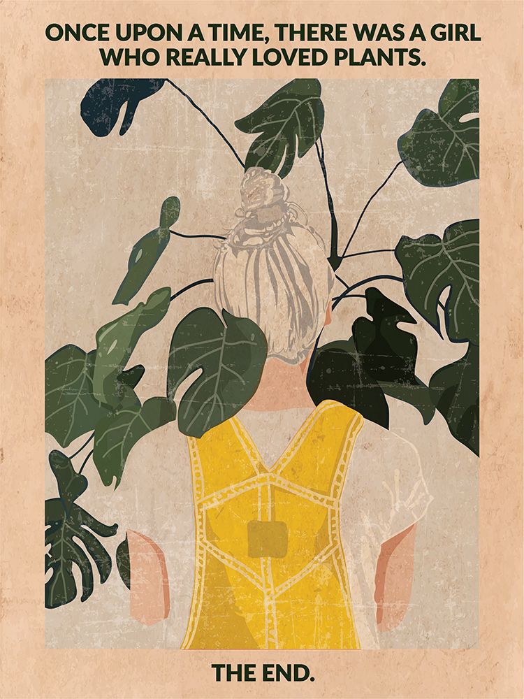 Plant Girl (grey:vintage) art print by Jon Downer for $57.95 CAD