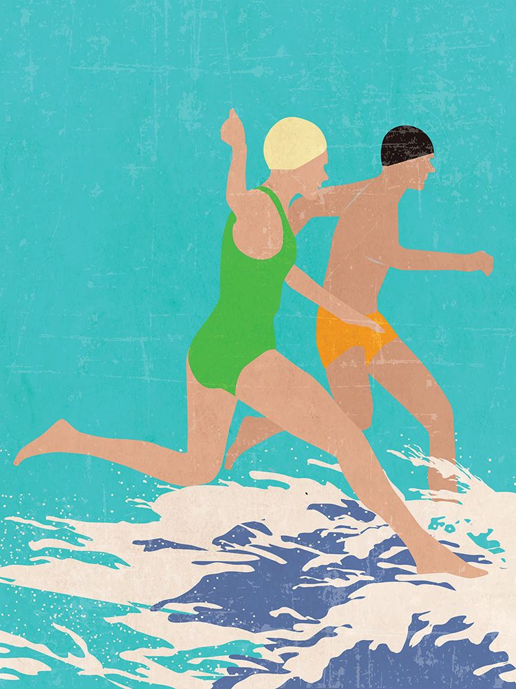 Running Swimmers (blue) art print by Jon Downer for $57.95 CAD