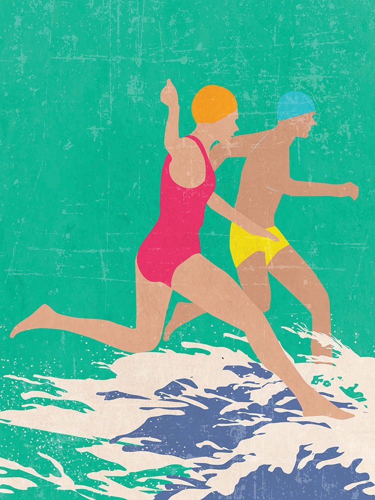 Running Swimmers (green) art print by Jon Downer for $57.95 CAD