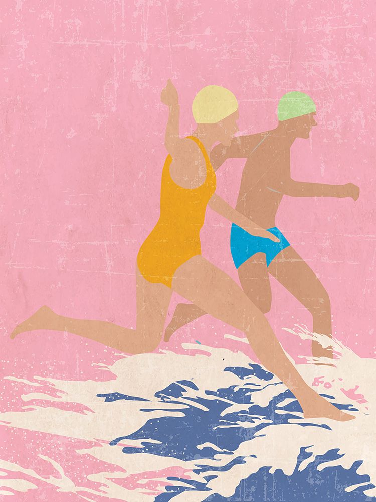 Running Swimmers (pink) art print by Jon Downer for $57.95 CAD