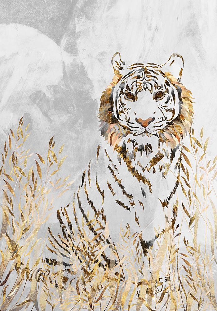 Golden Tiger in the leaves art print by Sarah Manovski for $57.95 CAD
