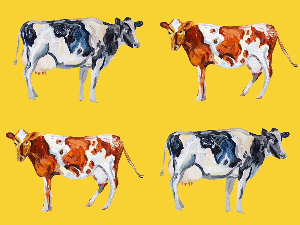 Cow Art On Yellow art print by Alice Straker for $57.95 CAD