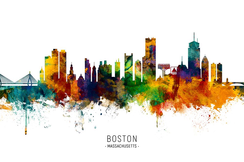 Boston Massachusetts Skyline art print by Michael Tompsett for $57.95 CAD